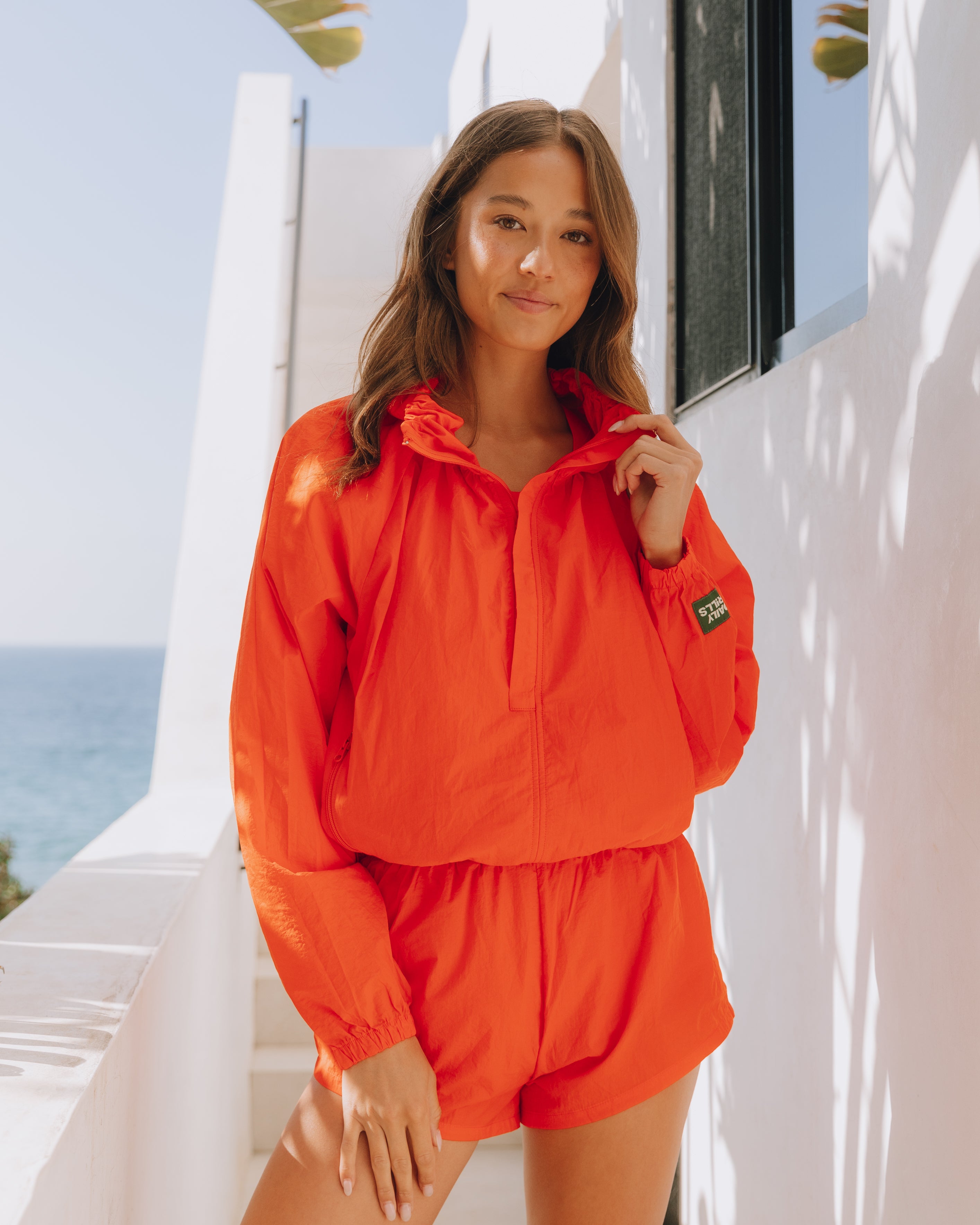 Nylon Zip Jacket - Orange