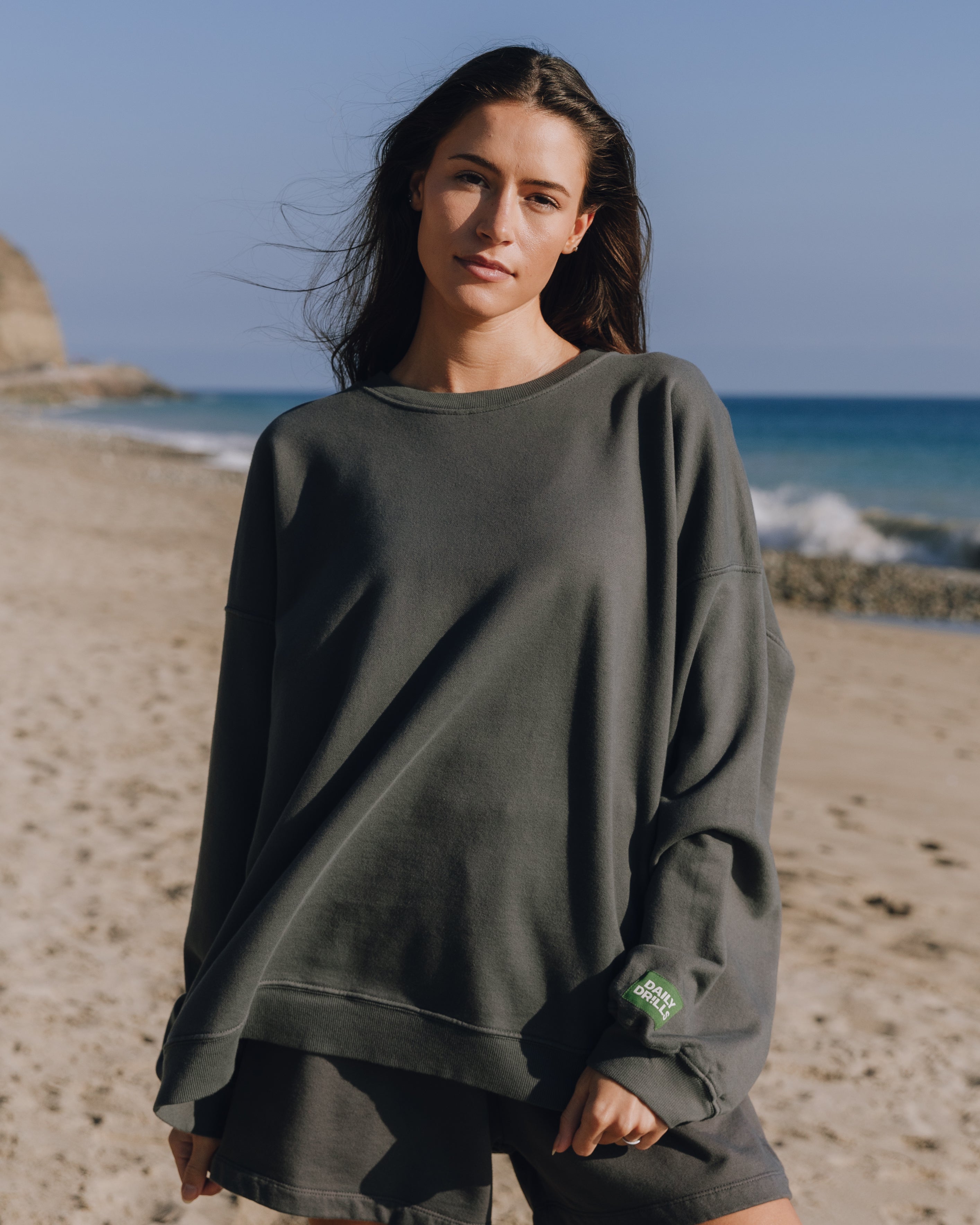 Unisex Oversized Crew - Vintage Black