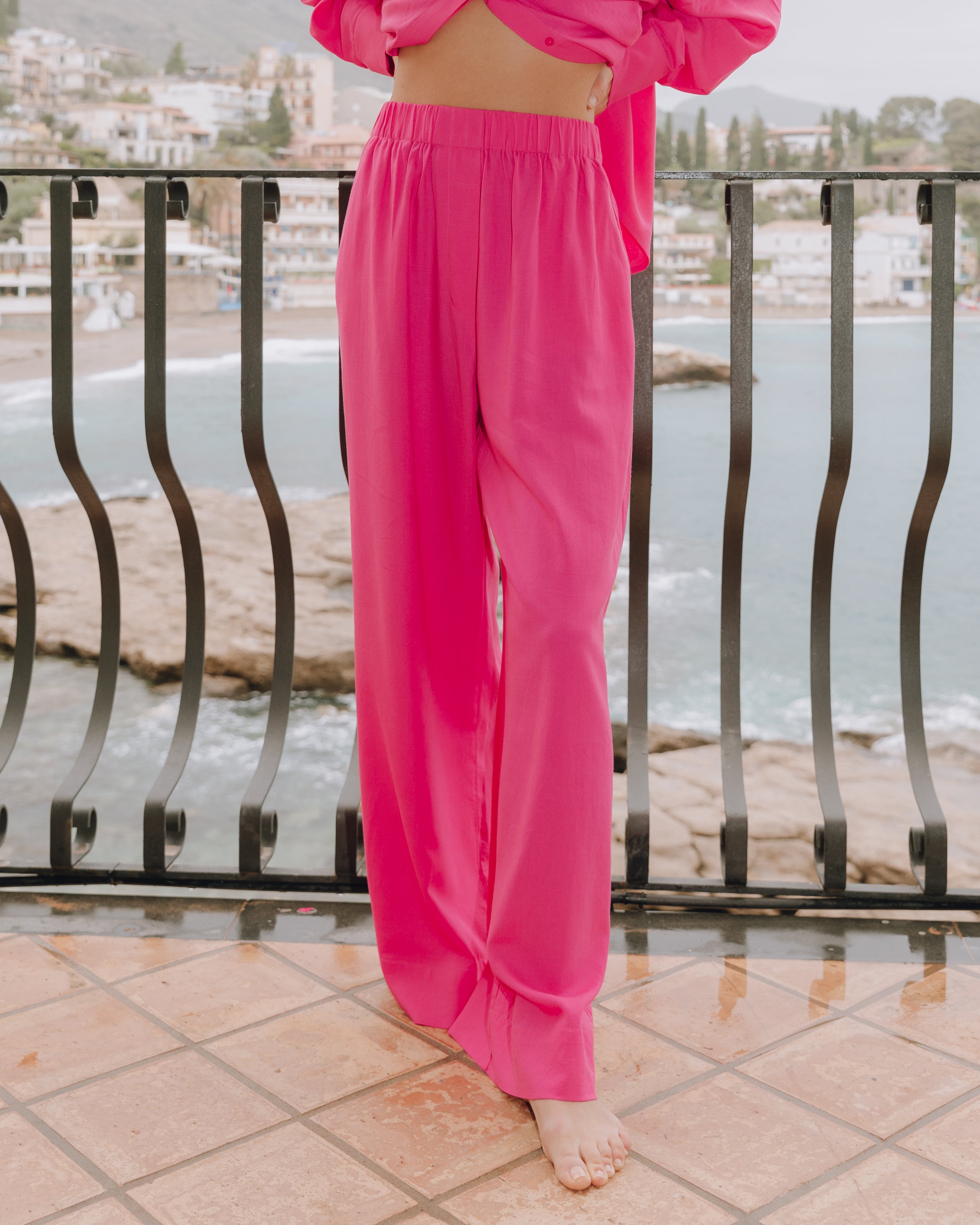 Linen Resort Pants - Hot Pink