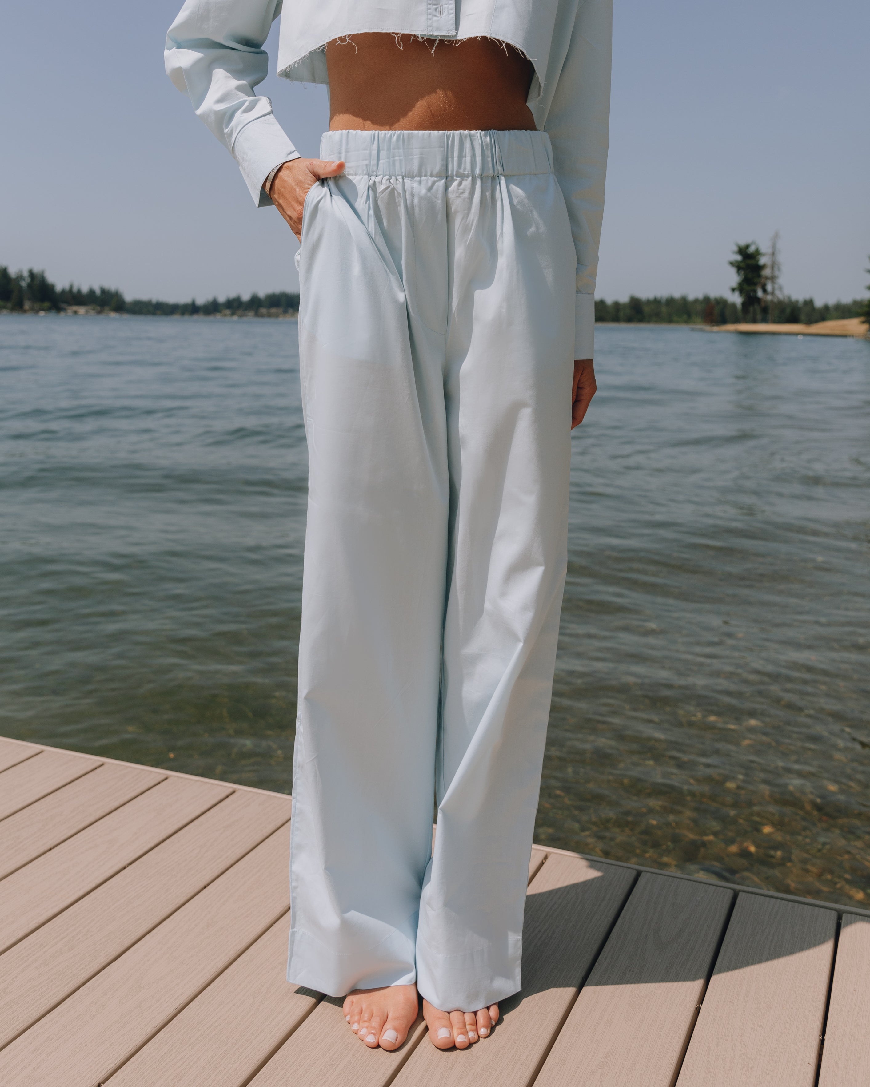 Poplin Resort Pants - Light Blue