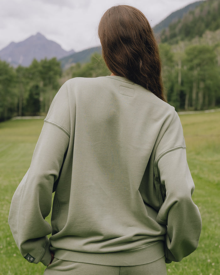 Unisex Oversized Crew - Sunbleached DD Green with Bandana Patch