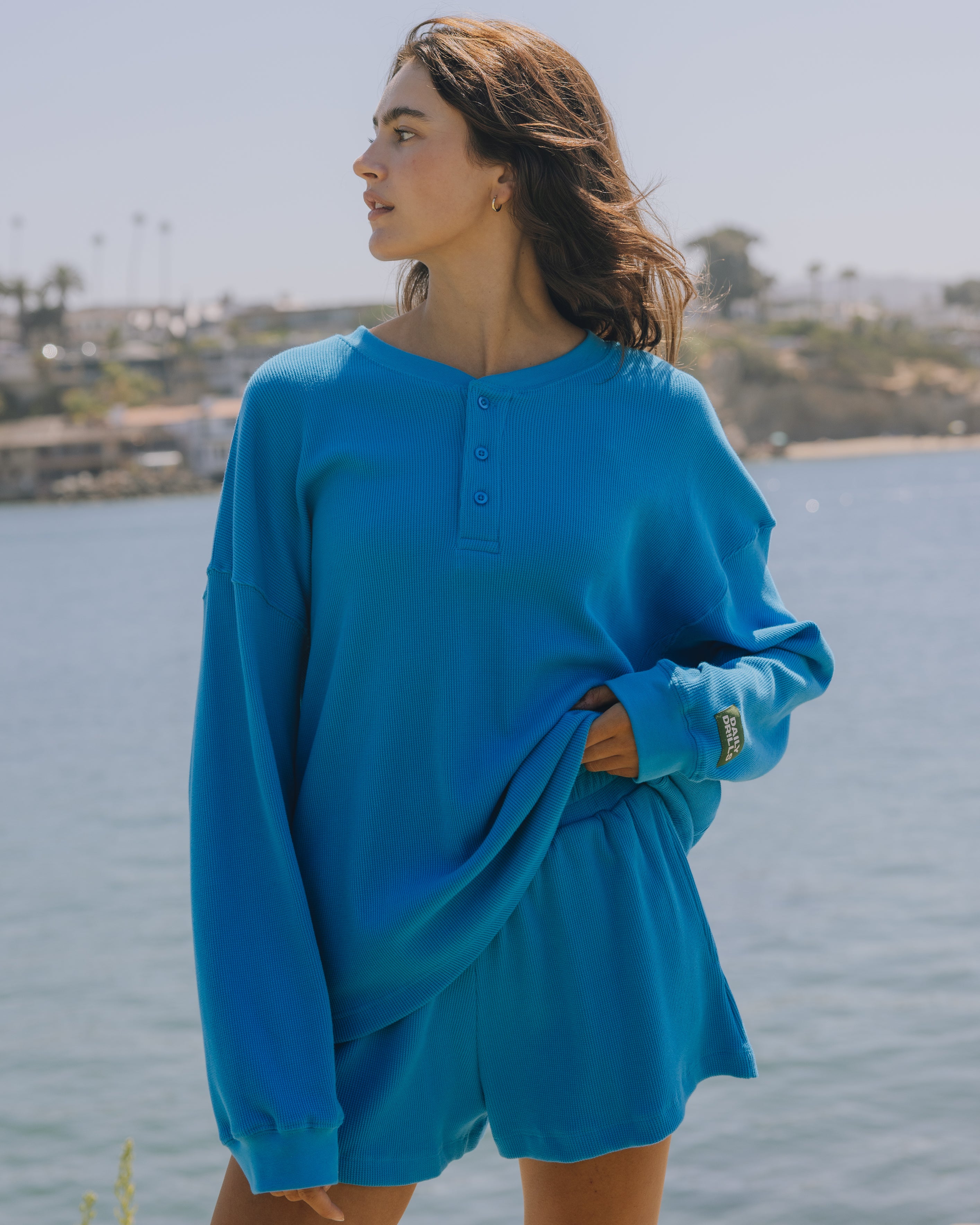 Oversized Thermal Henley - Tide