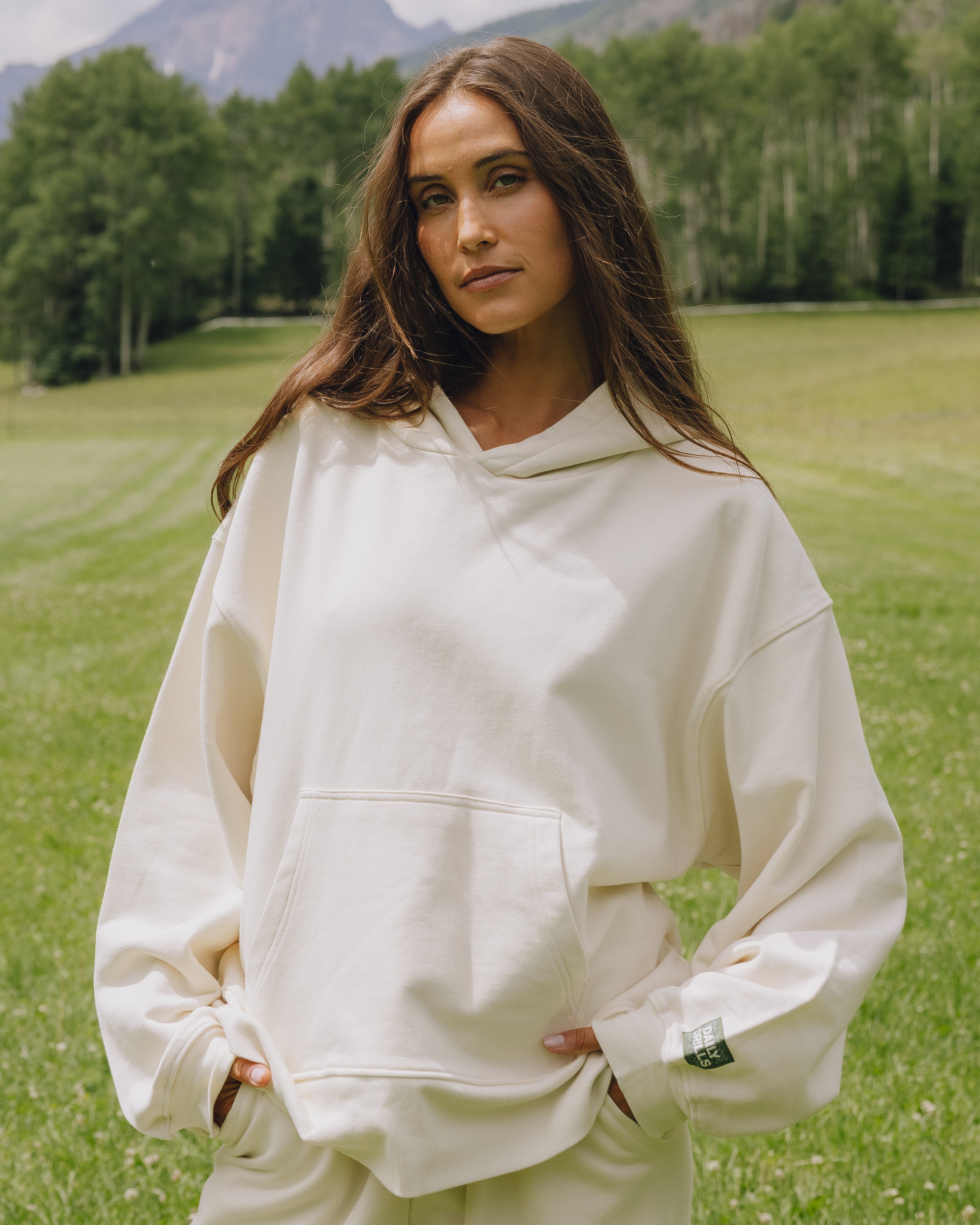 Unisex Oversized Hoodie - Sand with Bandana Patch