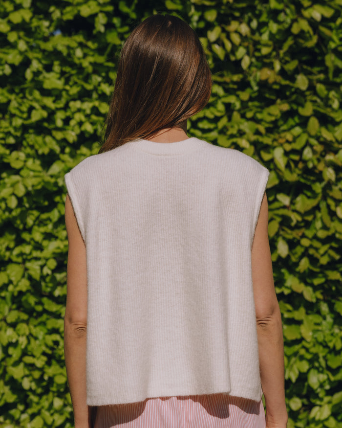Reversible Single Button Vest - Cream