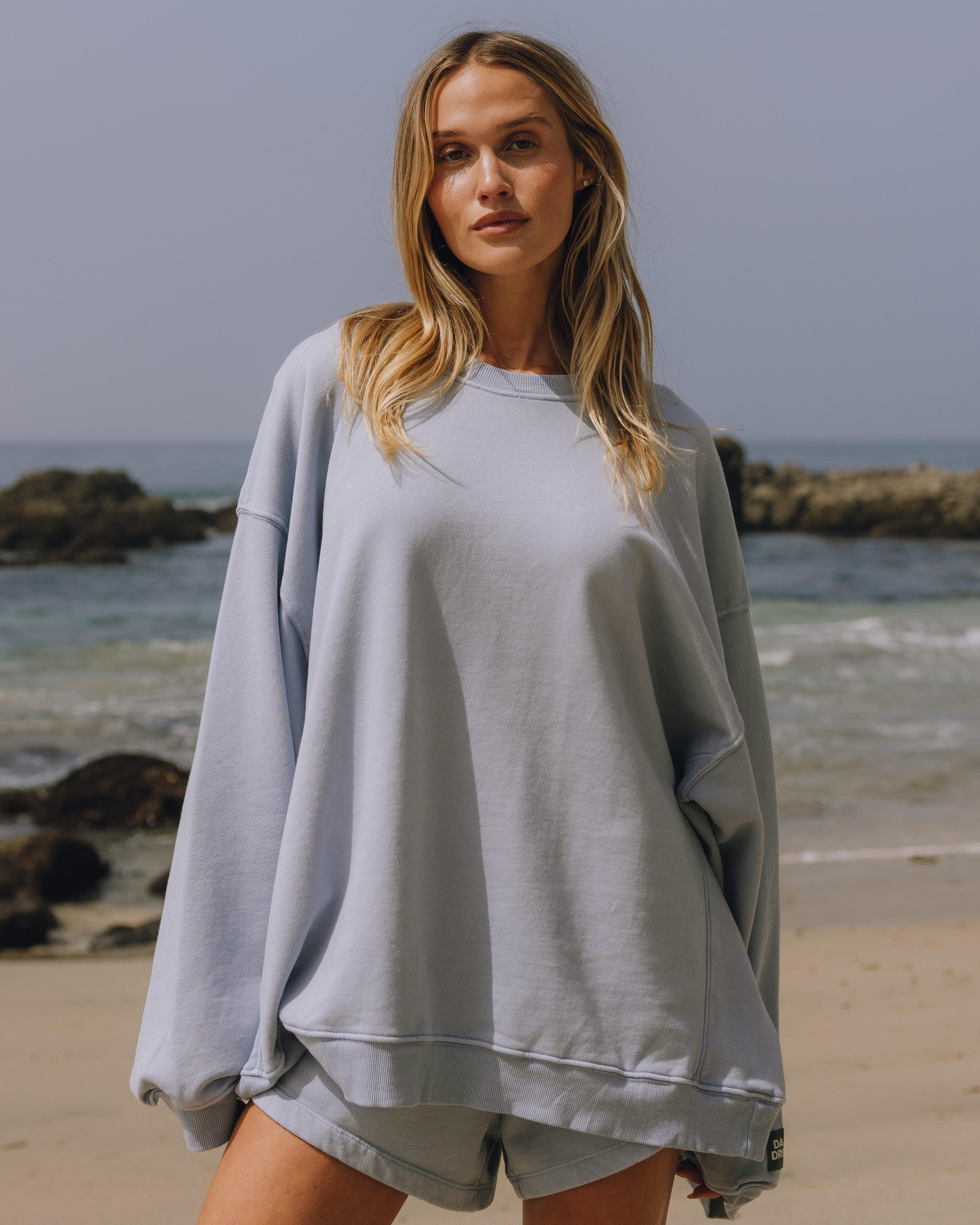 Unisex Oversized Crew - Sunbleached Mist