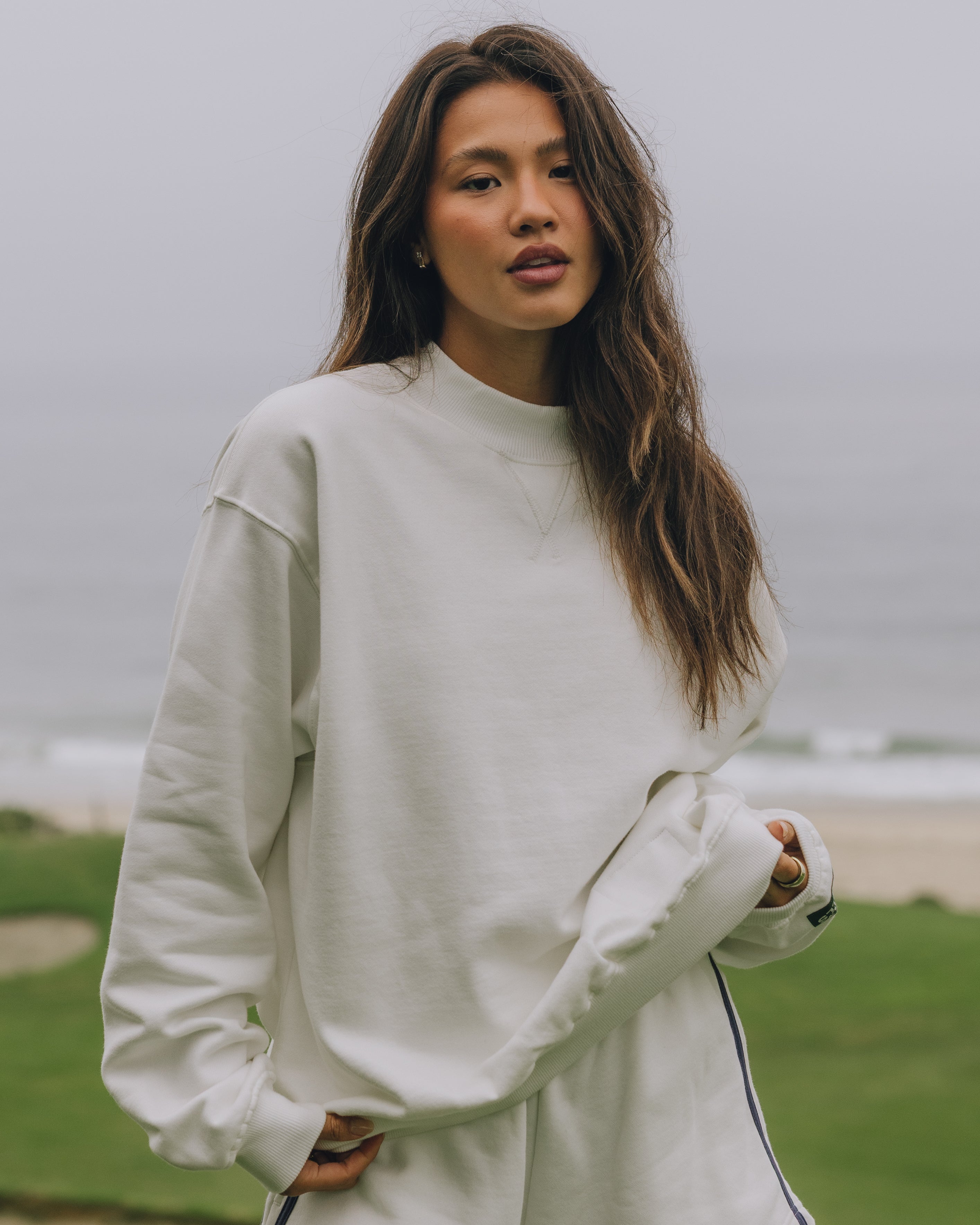 Fleece Vintage Crew - White
