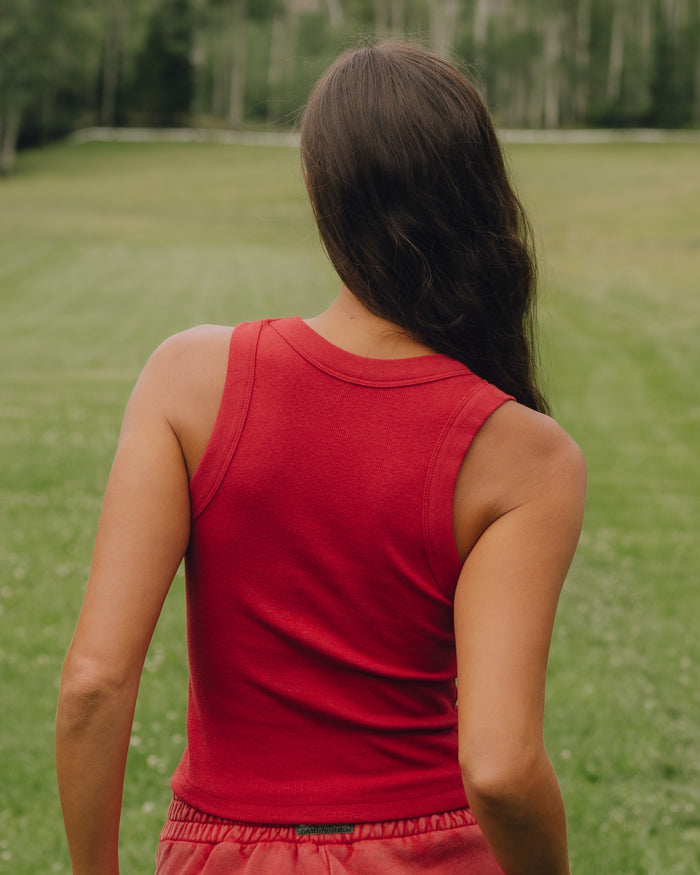 Logo Ribbed Tank - Vintage Red with Bandana Patch