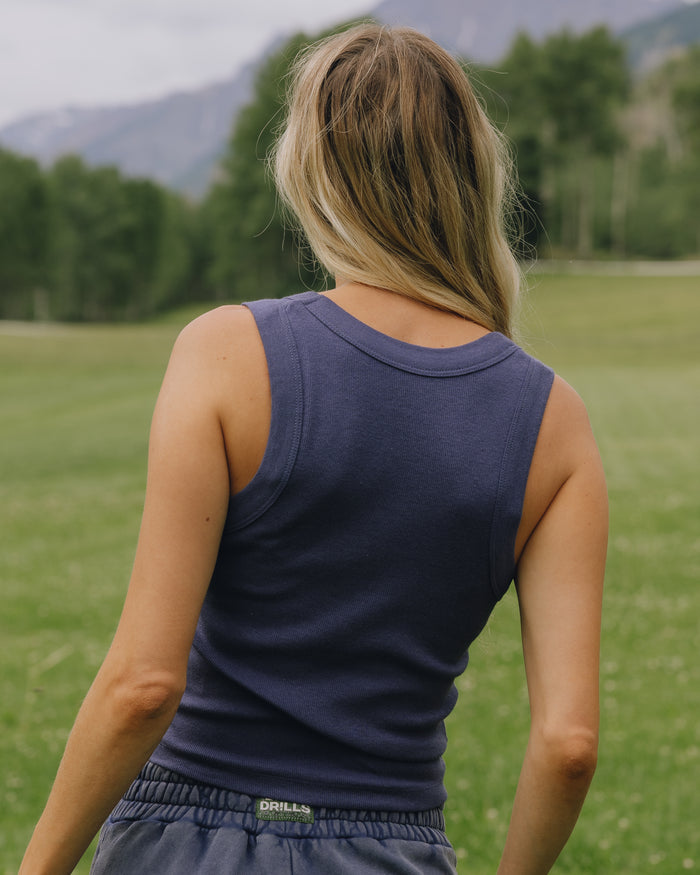 Logo Ribbed Tank - Navy with Bandana Patch