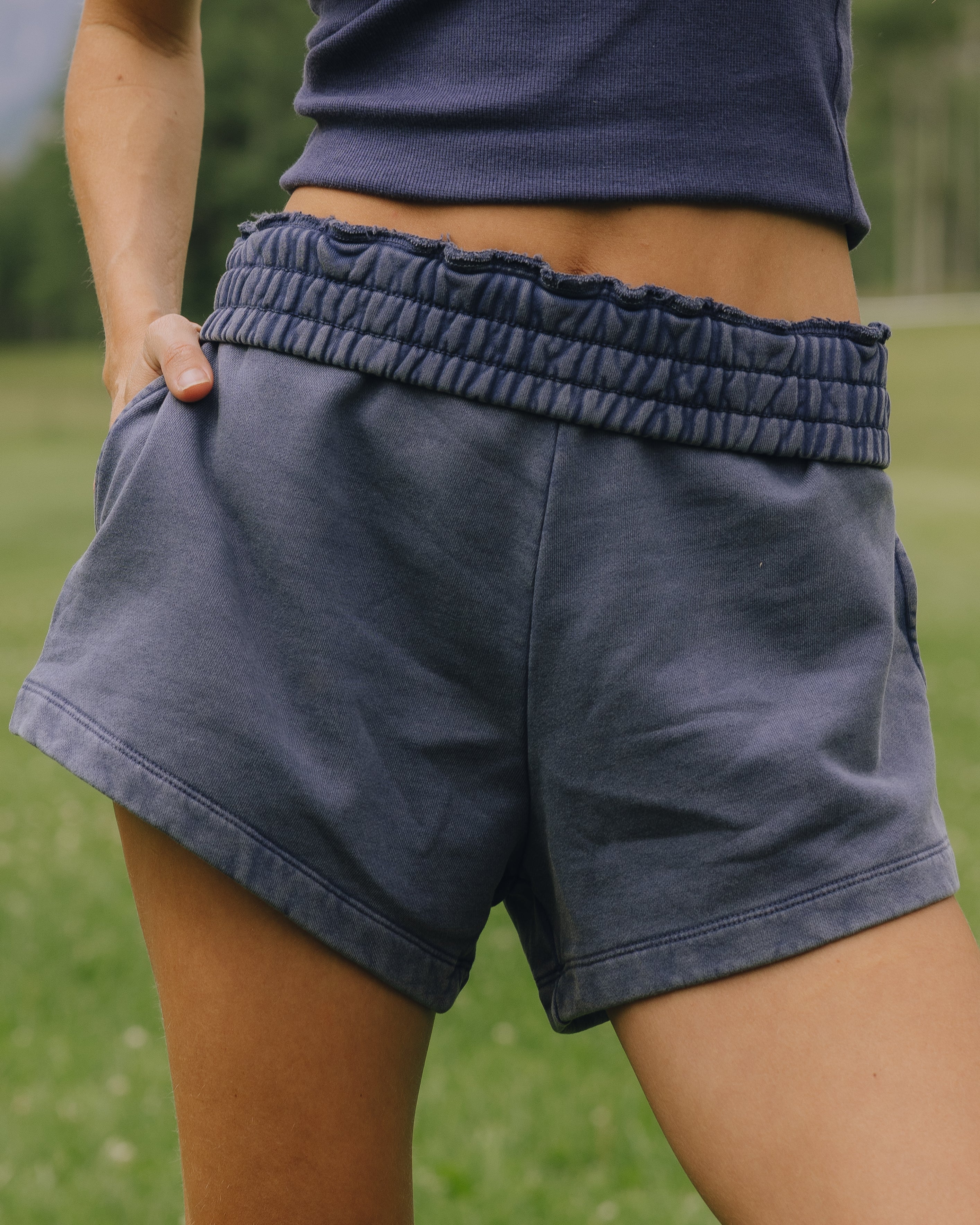 Super Shorts - Sunbleached Navy with Bandana Patch