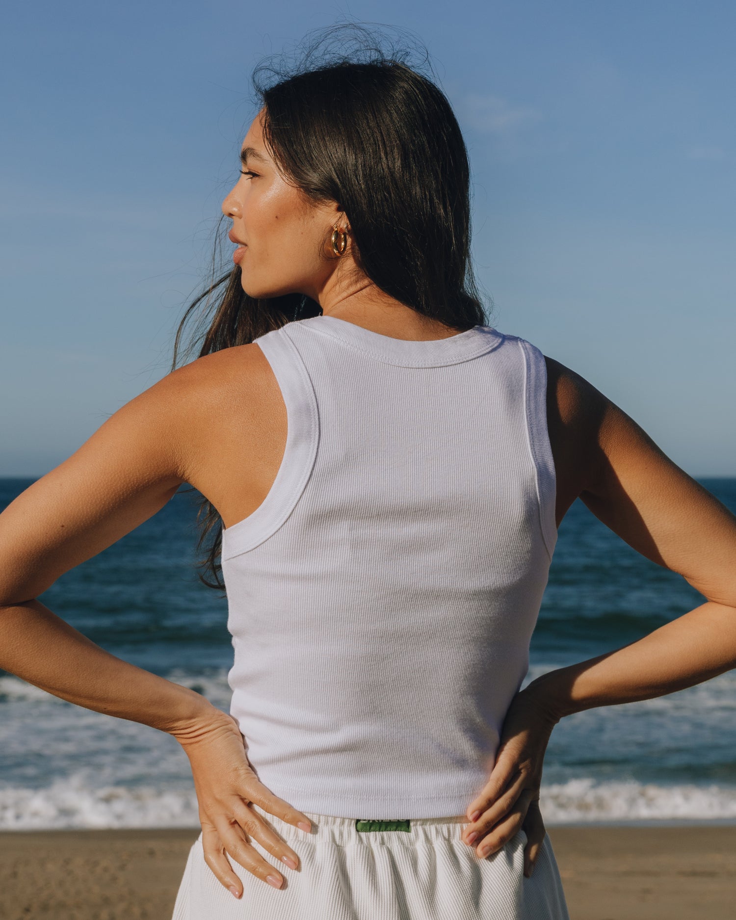 Logo Ribbed Tank - White – shopdailydrills
