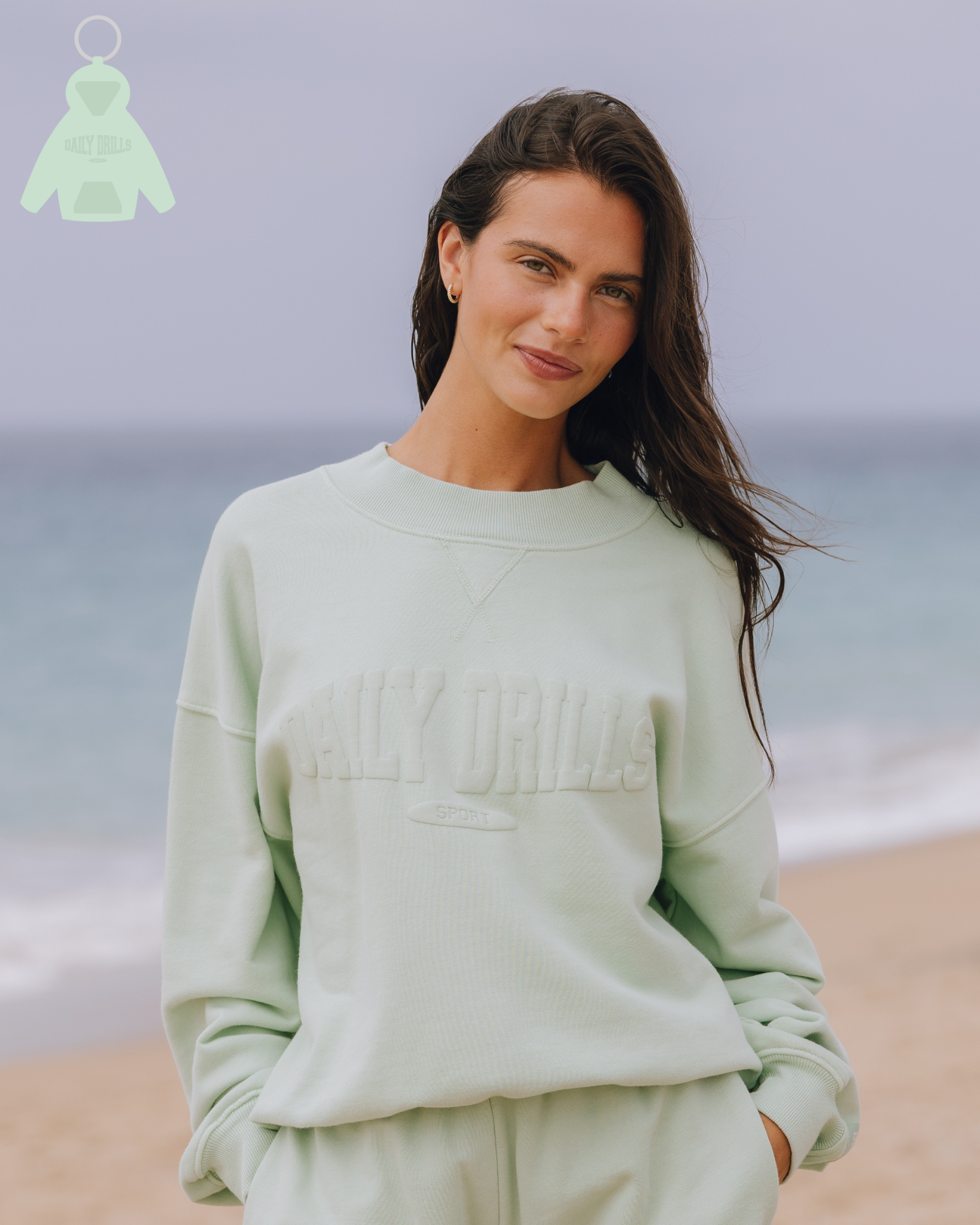 Vintage Sport Crew - Mint with Monochrome Patch