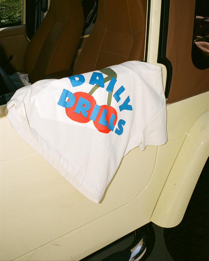 Cherry Boxy Tee - Cream