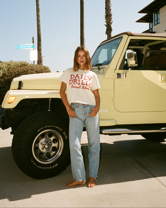 Sunset Blvd Boxy Tee - Cream