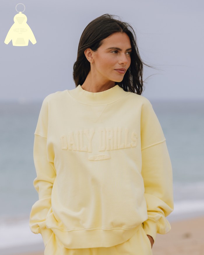 Vintage Sport Crew - Lemonade with Monochrome Patch