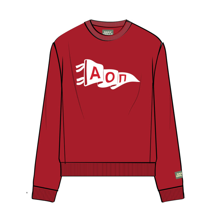 Oversized Alpha Omicron Pi Crew - Vintage Red + White