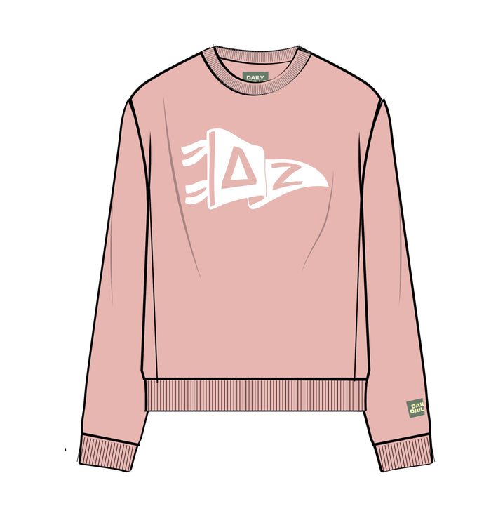 Oversized Delta Zeta Crew - Dusty Rose + White