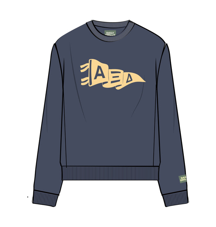 Oversized Alpha Xi Delta Crew - Navy + Sunny