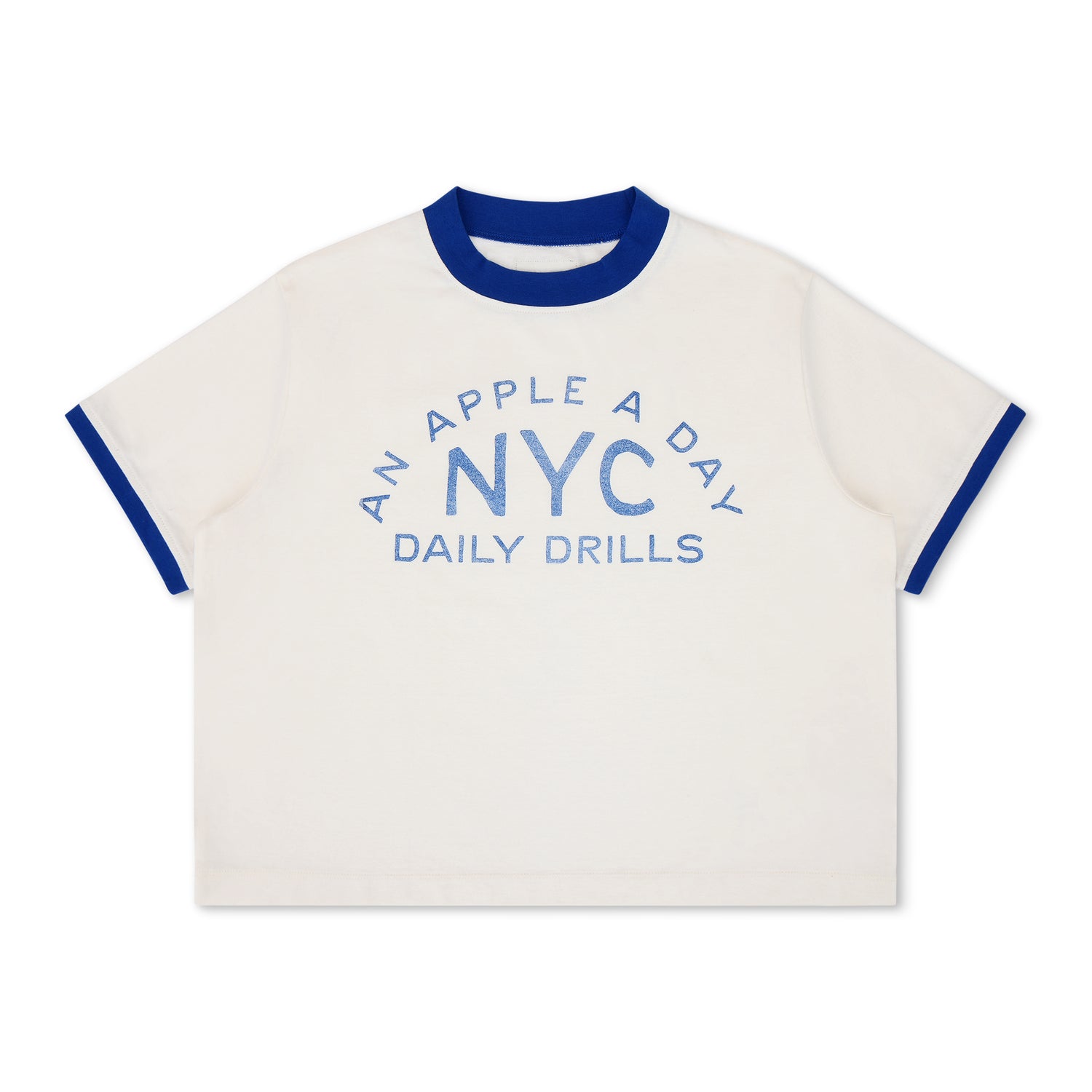 Big Apple Vintage Tee - White + Cobalt – shopdailydrills