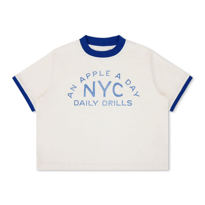 Big Apple Vintage Tee - White + Cobalt