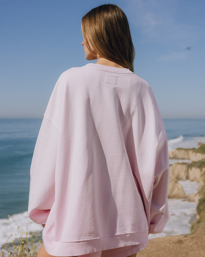 Unisex Oversized Crew - Sunsoaked Cupid with Monochrome Patch