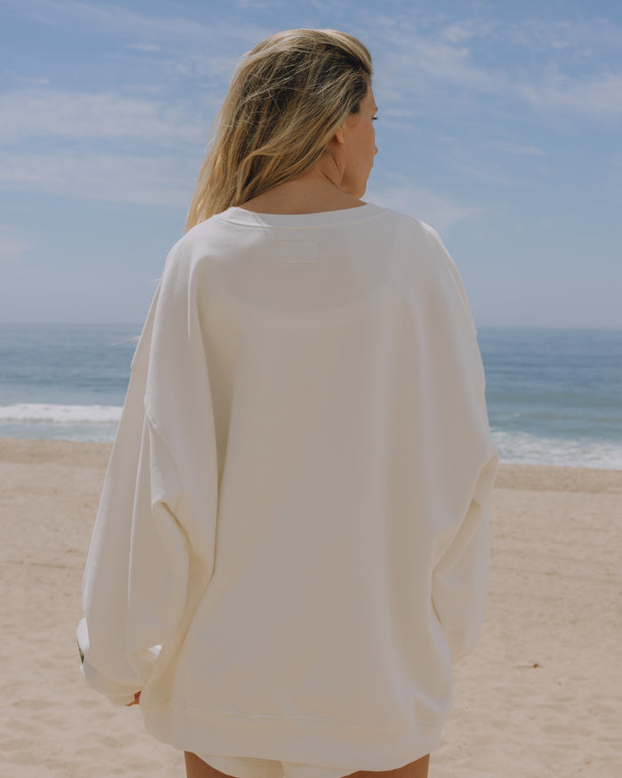USA!!! Oversized Crew - White with Red + Navy