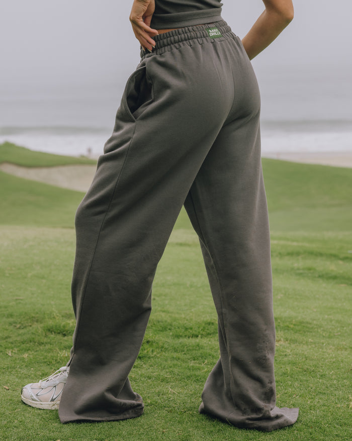 Fleece Wide Leg Sweatpants - Vintage Black