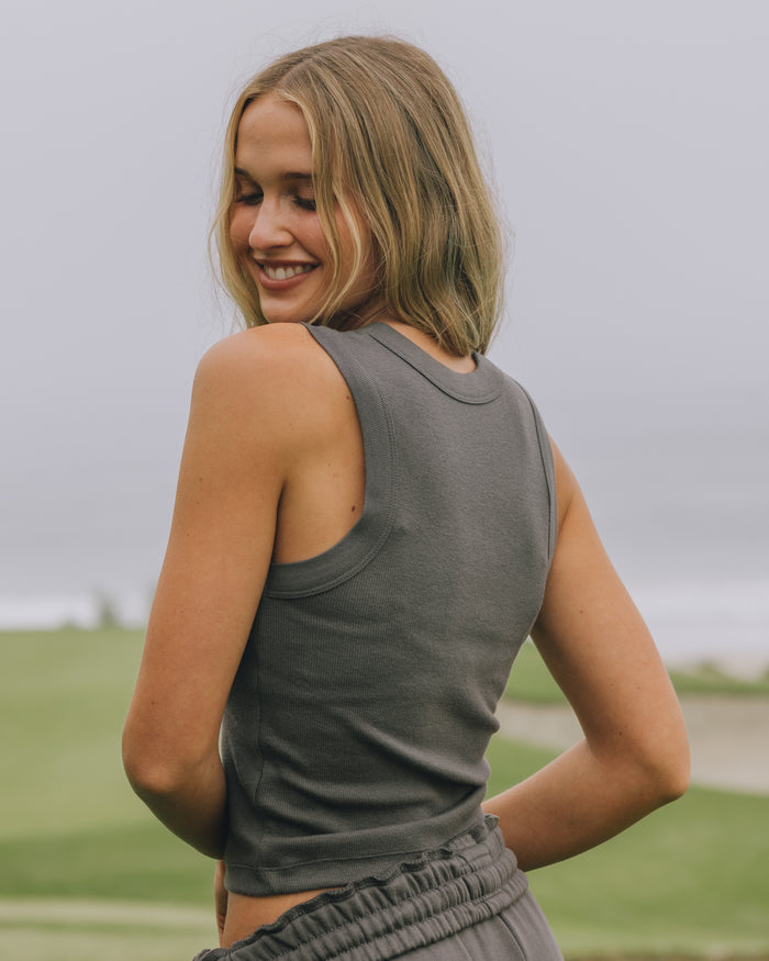 Logo Ribbed Tank - Vintage Black