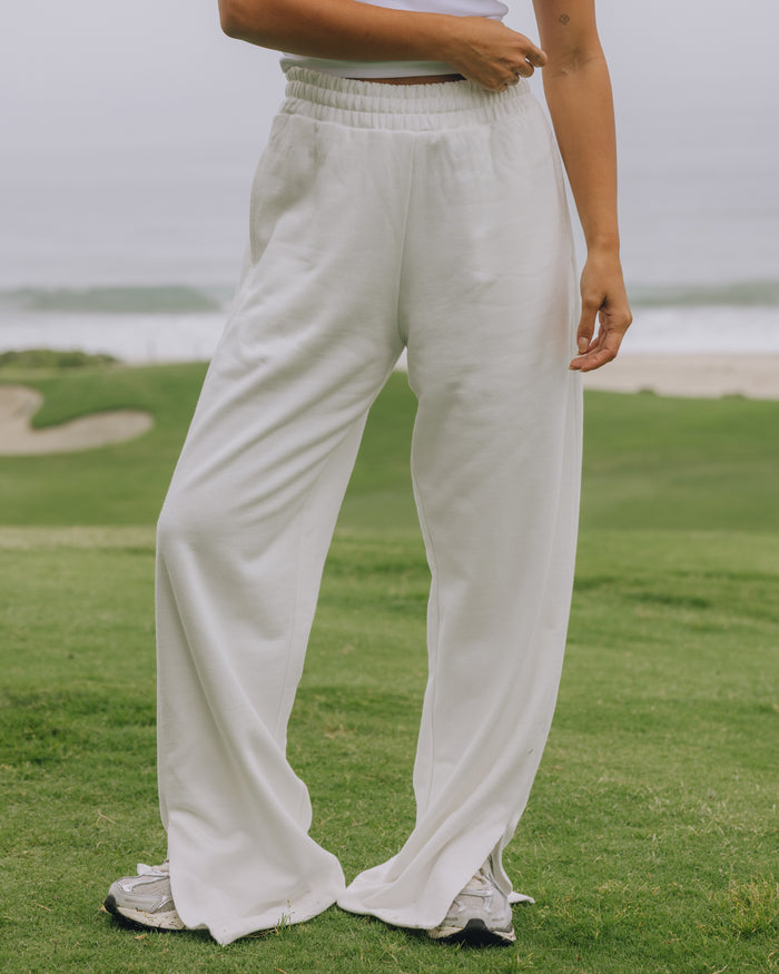 Fleece Wide Leg Sweatpants - White