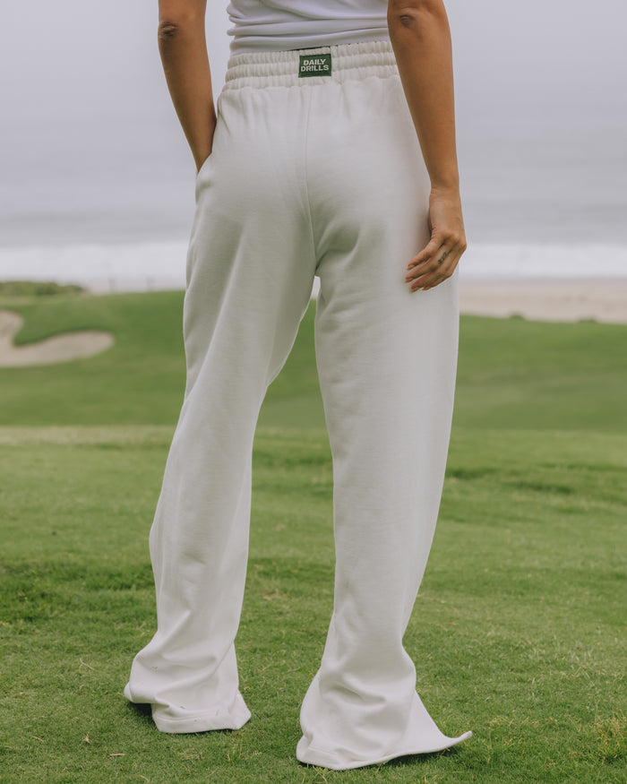 Fleece Wide Leg Sweatpants - White