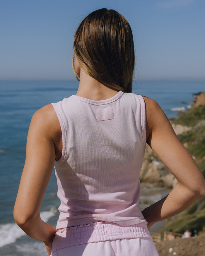 Square Neck Tank - Sunsoaked Cupid with Monochrome Patch