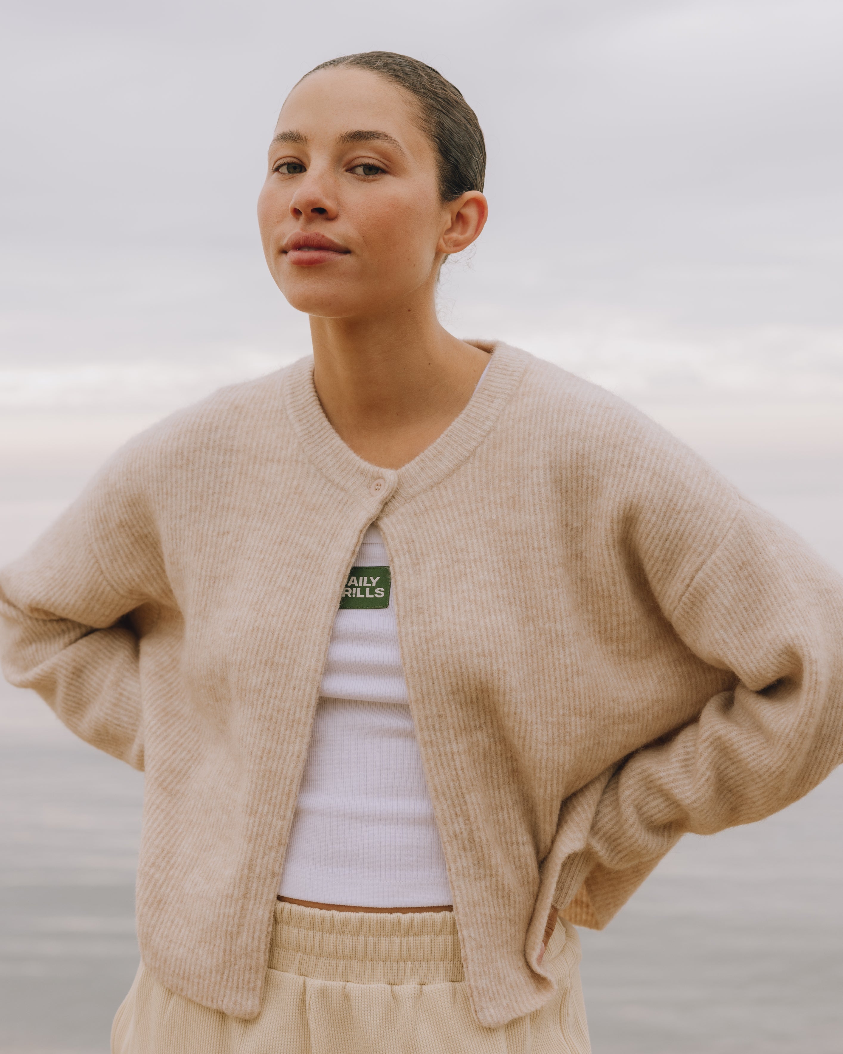 Single Button Long Sleeve Sweater - Oat – shopdailydrills