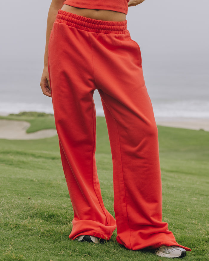 Fleece Wide Leg Sweatpants - Heart