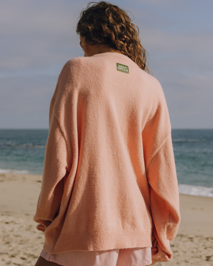 Oversized Button Up Sweater - Dusty Rose