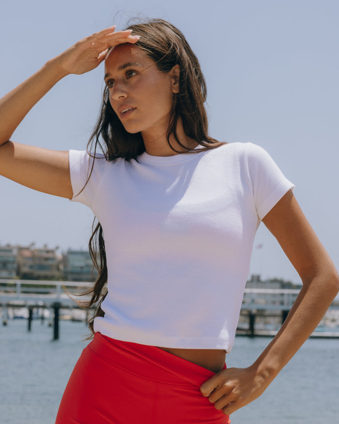 Ribbed Baby Tee - White