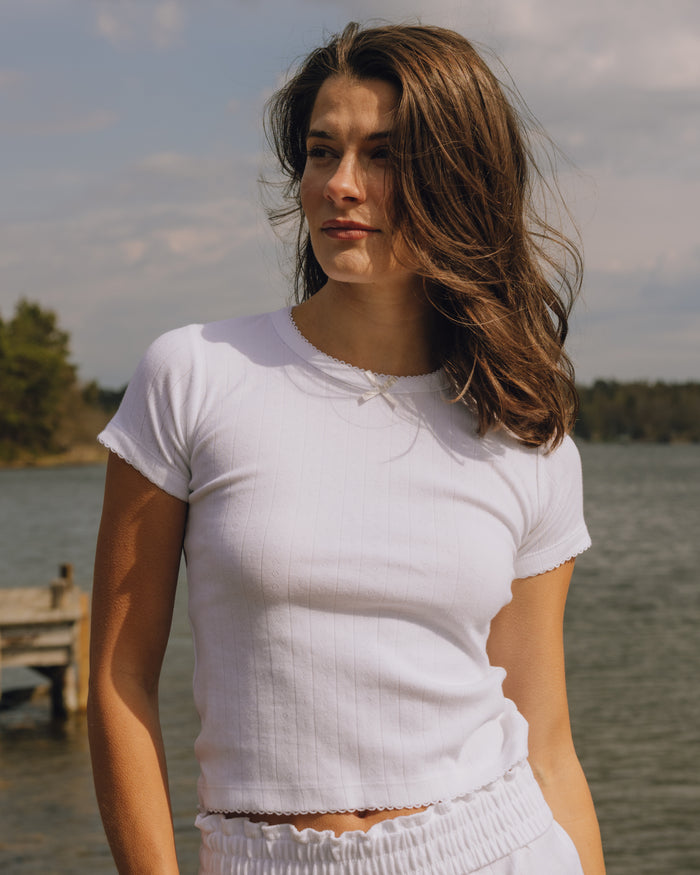 Pointelle Baby Tee - White