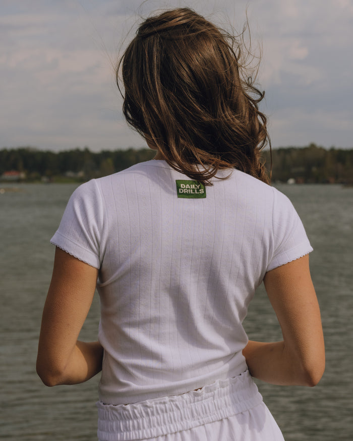 Pointelle Baby Tee - White