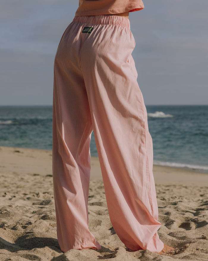 Poplin Resort Pants - Dusty Rose + White Stripe