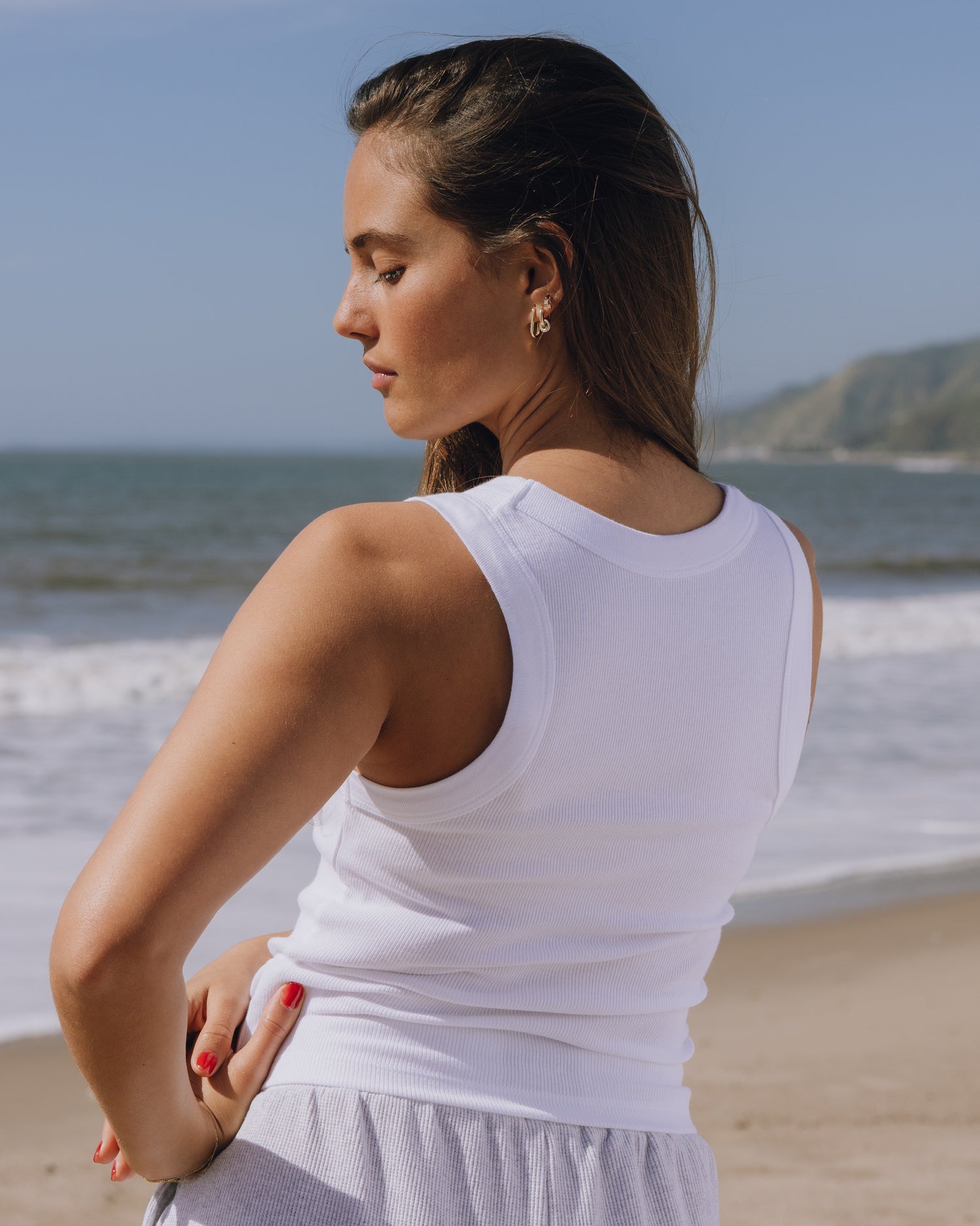 Logo Ribbed Tank - White – shopdailydrills