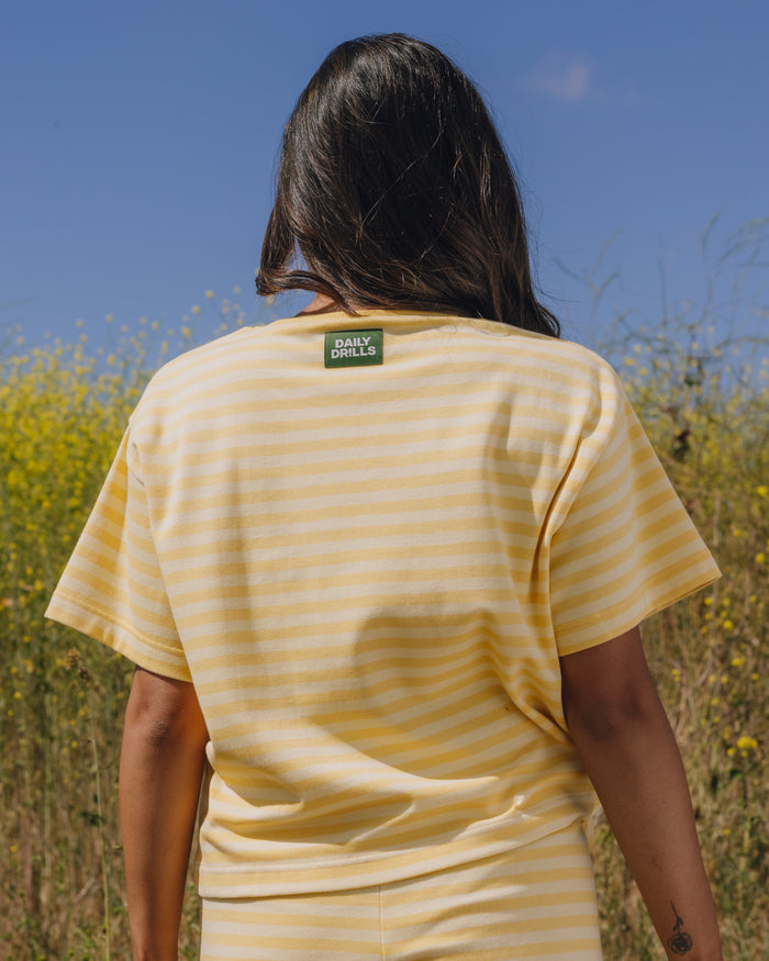 Striped Cotton Relaxed Tee - Sunny + Butter Stripe