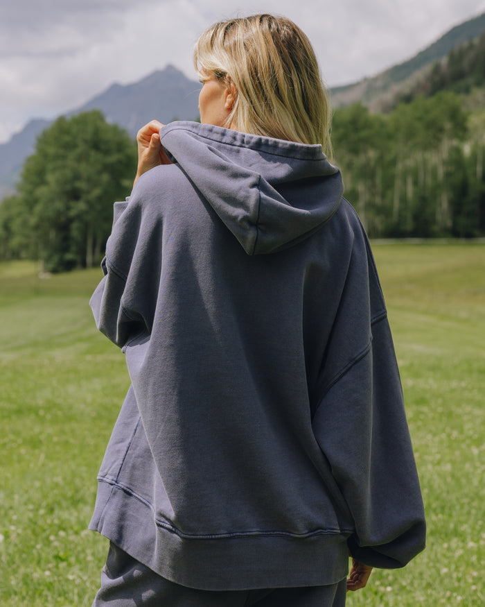Unisex Oversized Hoodie - Sunbleached Navy with Bandana Patch