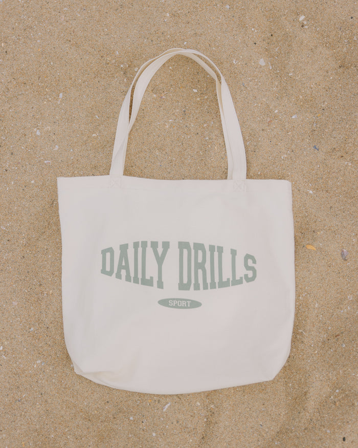 Daily Drills Sport Tote - Cream + DD Green