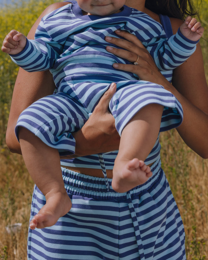 Baby Drills Stripe Set - Malibu + Navy Stripe
