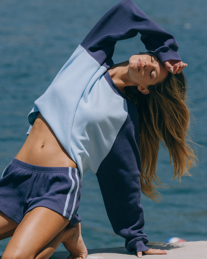 Oversized Raglan Thermal - Navy + Powder