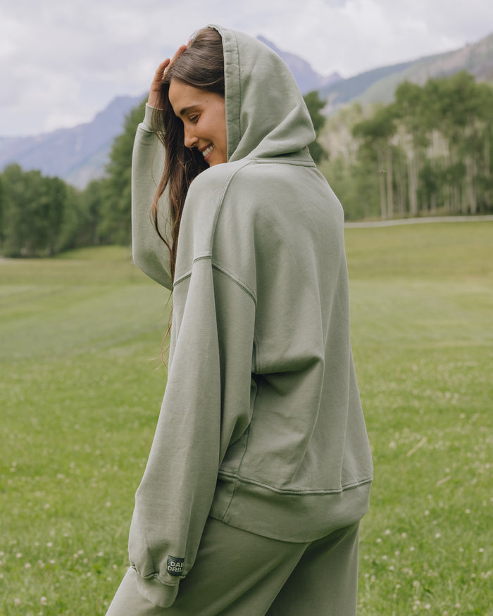 Unisex Oversized Hoodie - Sunbleached DD Green with Bandana Patch