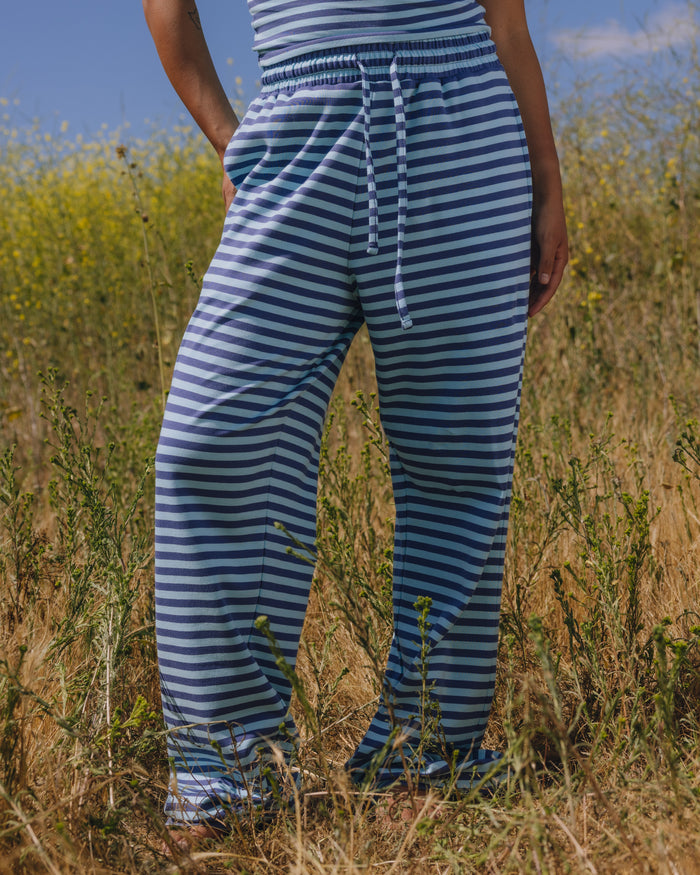 Striped Cotton Pants - Malibu + Navy Stripe