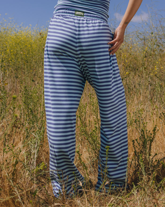 Striped Cotton Pants - Malibu + Navy Stripe