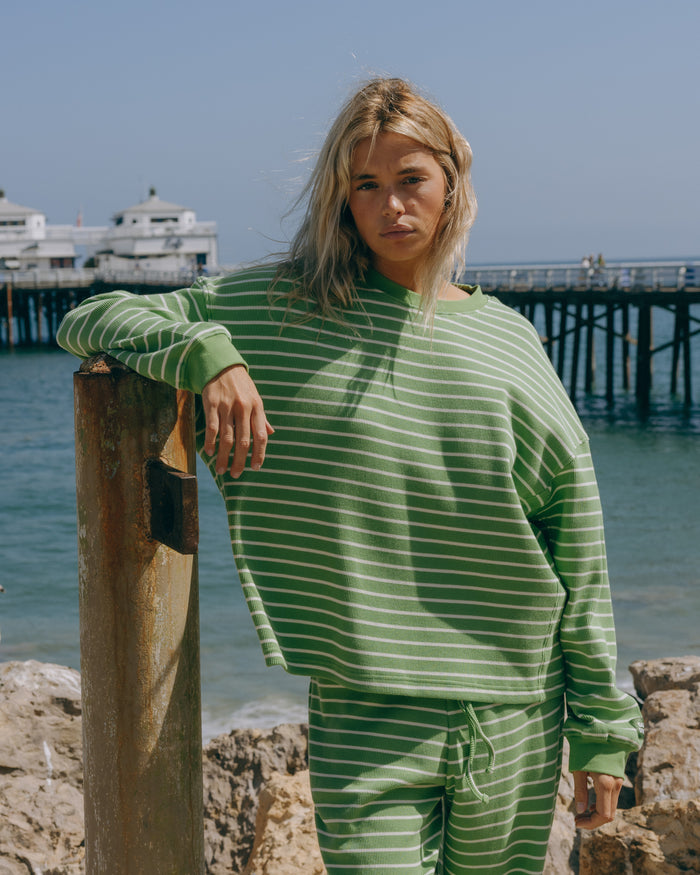 Oversized Thermal - Lucky + Cream Stripe