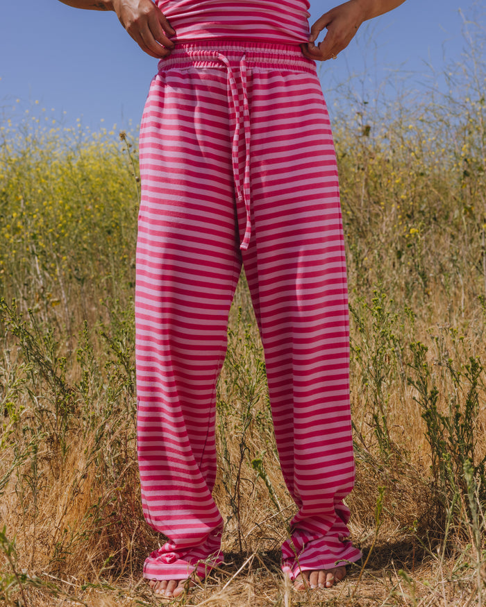 Striped Cotton Pants - Hot Shot + Taffy Stripe
