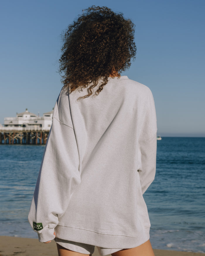 Oversized Fleece Crew - Heather Grey