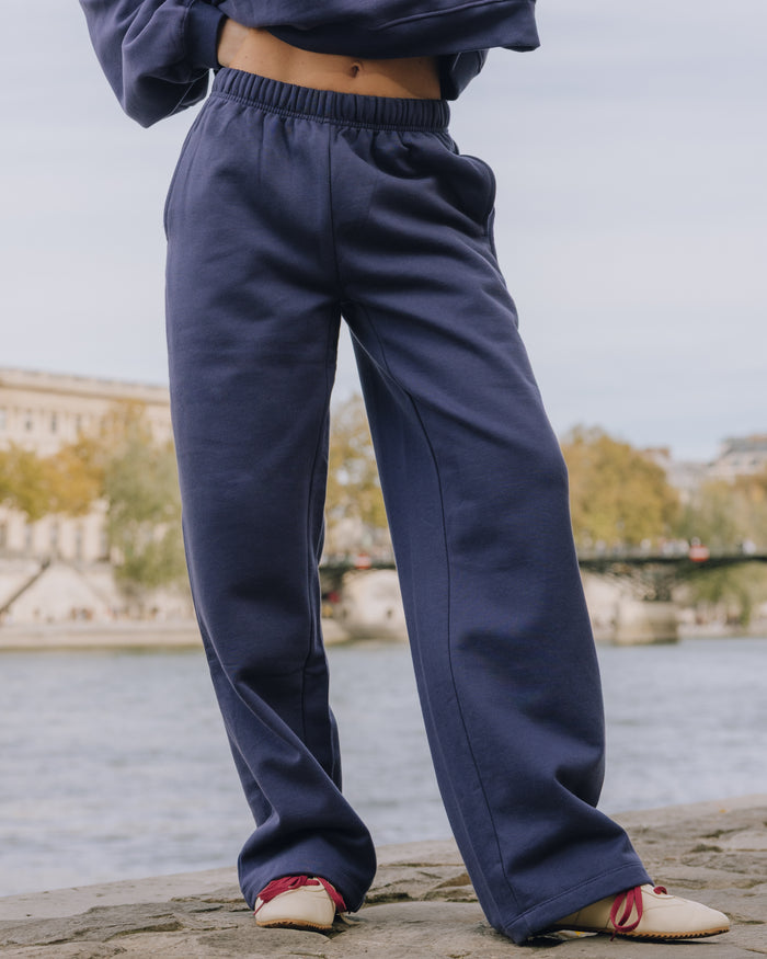 Fleece Straight Leg Sweatpants - Navy